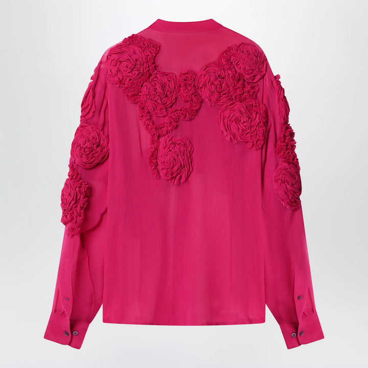 Dries Van Noten - Fuchsia shirt with embossed roses Brand Shirts &amp; Tops