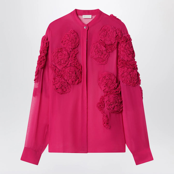 Dries Van Noten - Fuchsia shirt with embossed roses Brand Shirts &amp; Tops 36  FR