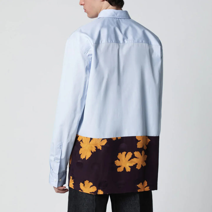 Dries Van Noten - Light blue shirt with floral insert Brand Shirts &amp; Tops