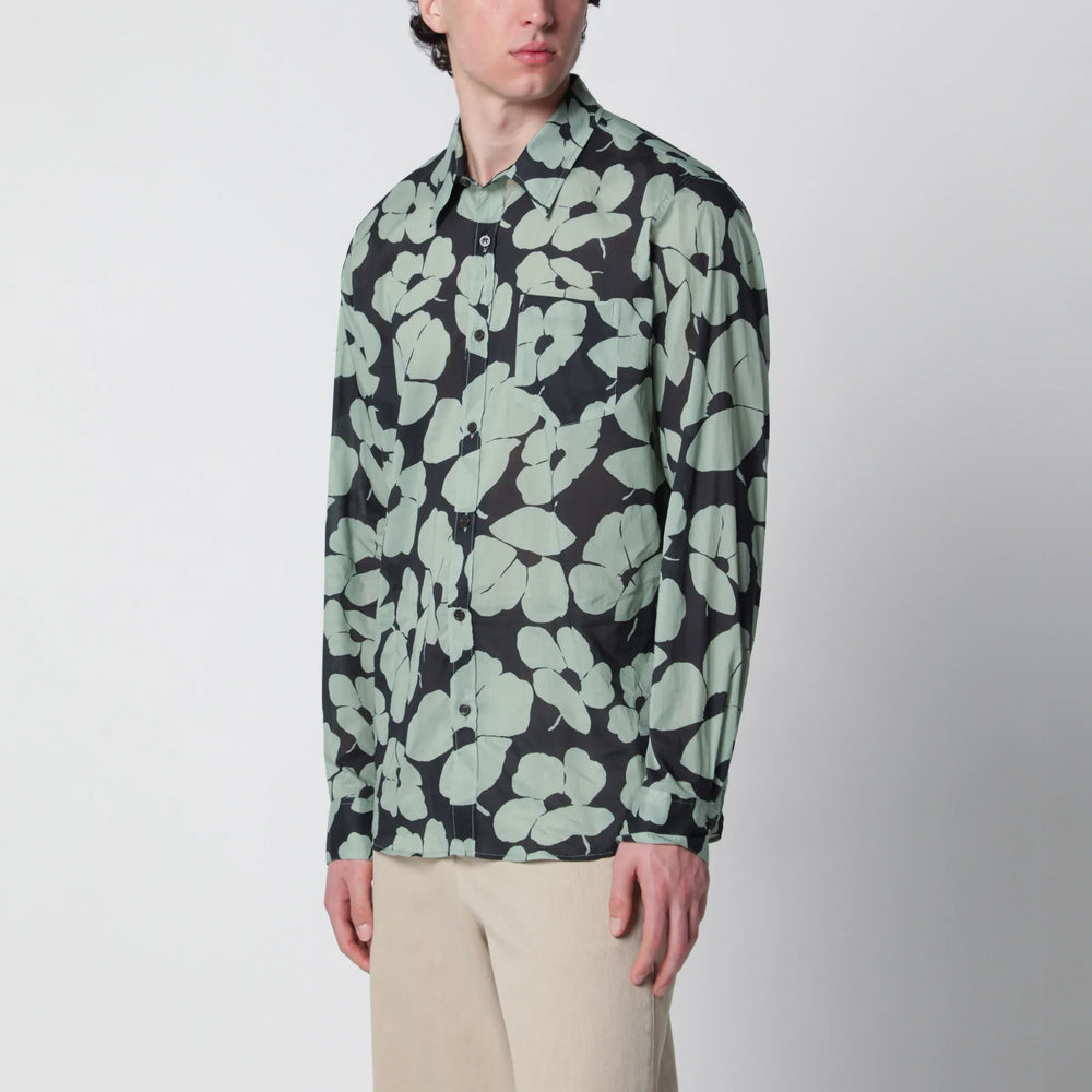 Dries Van Noten - Shirt with Floral Print Pistachio Color Brand Shirts & Tops 46 IT