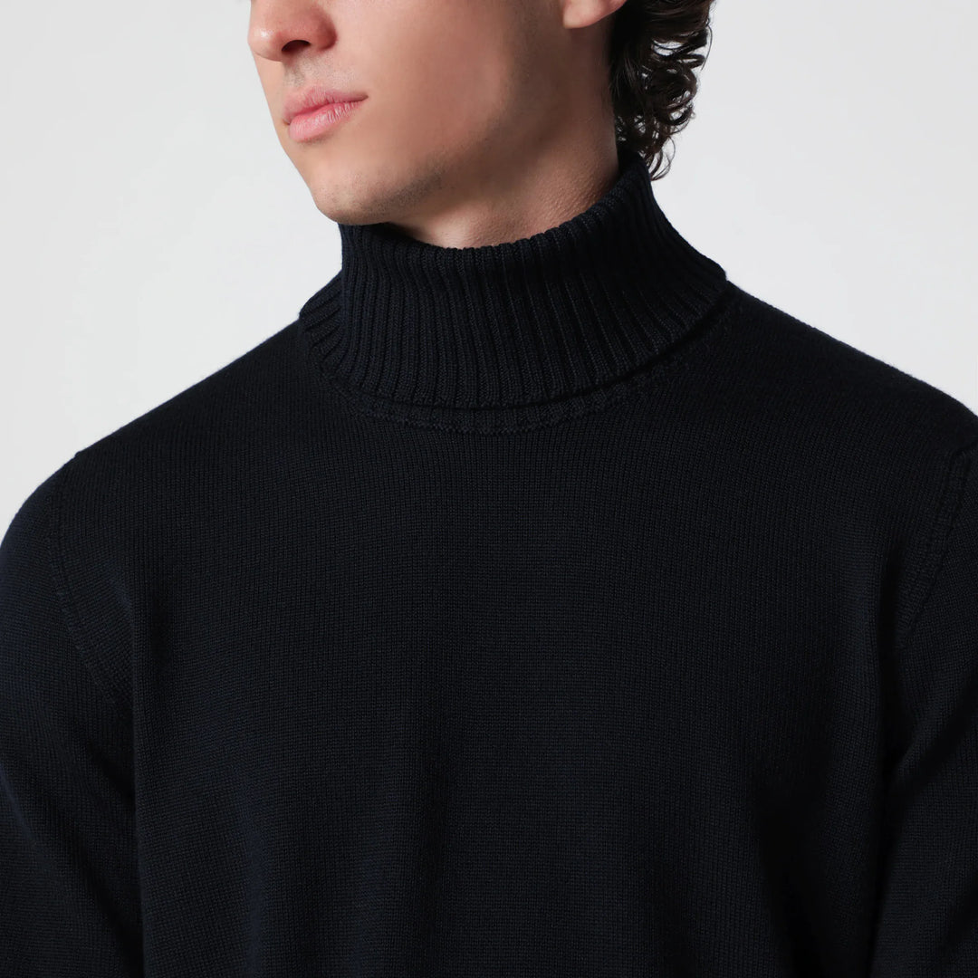 Drumohr - Navy blue wool turtleneck sweater Brand Shirts &amp; Tops