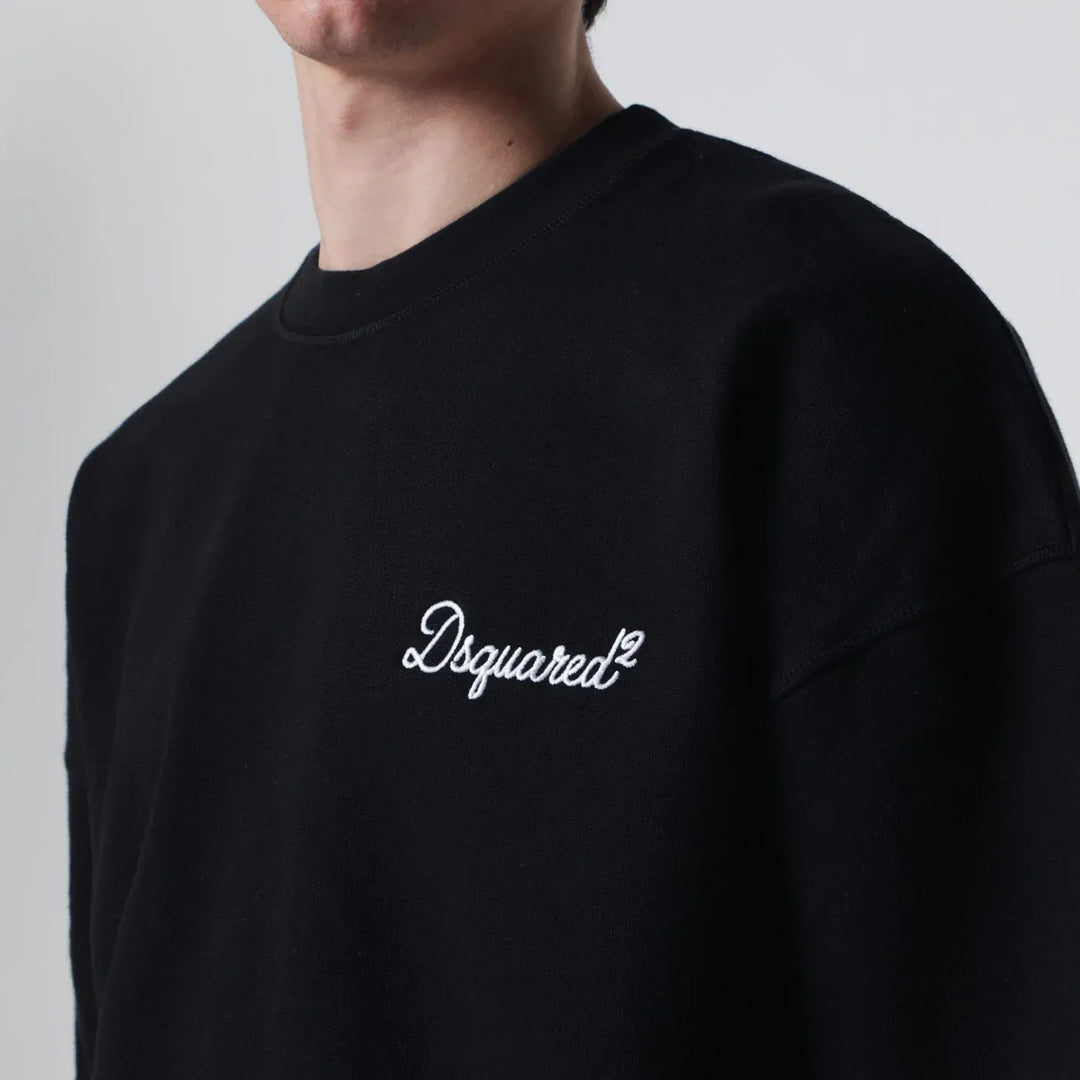 Dsquared2 - Black relaxed-fit sweatshirt with logo Brand Shirts &amp; Tops