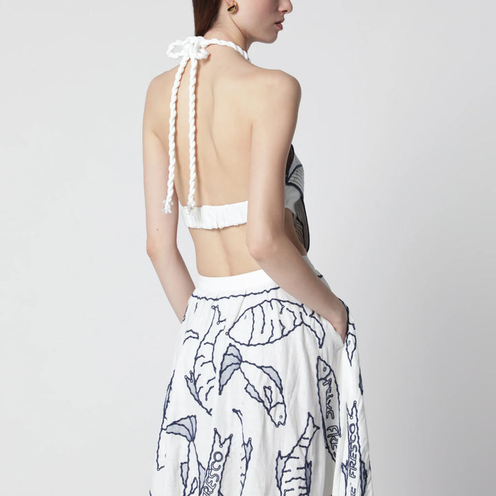 FARM Rio - Coast Stars cropped top in linen blend Brand Shirts &amp; Tops