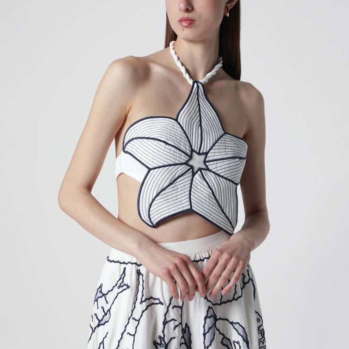 FARM Rio - Coast Stars cropped top in linen blend Brand Shirts &amp; Tops