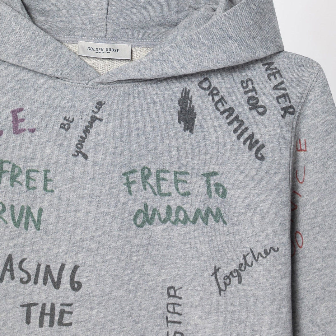 Golden Goose - Gray hoodie with all over prints Brand Shirts &amp; Tops