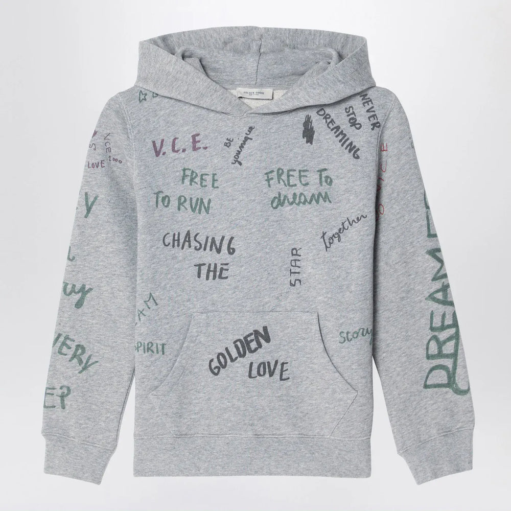 Golden Goose - Gray hoodie with all over prints Brand Shirts & Tops 4