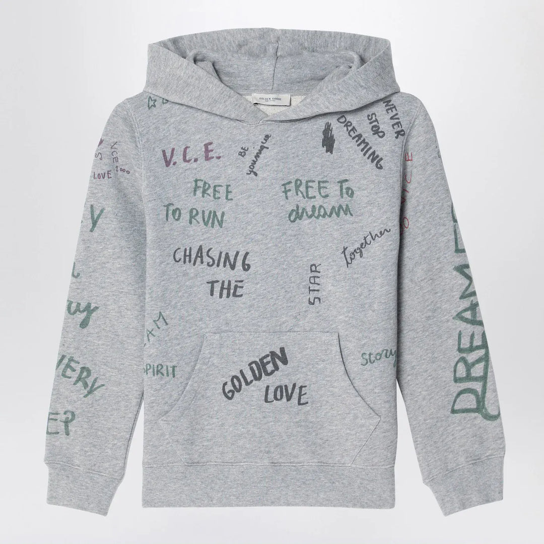 Golden Goose - Gray hoodie with all over prints Brand Shirts &amp; Tops 4