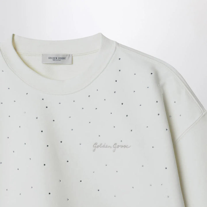 Golden Goose - White cotton sweatshirt with rhinestones Brand Shirts &amp; Tops