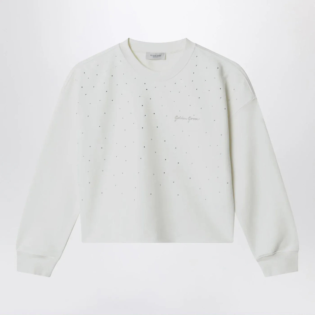 Golden Goose - White cotton sweatshirt with rhinestones Brand Shirts &amp; Tops 4