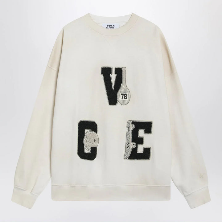 Golden Goose - White crewneck sweatshirt with patches Brand Shirts &amp; Tops S