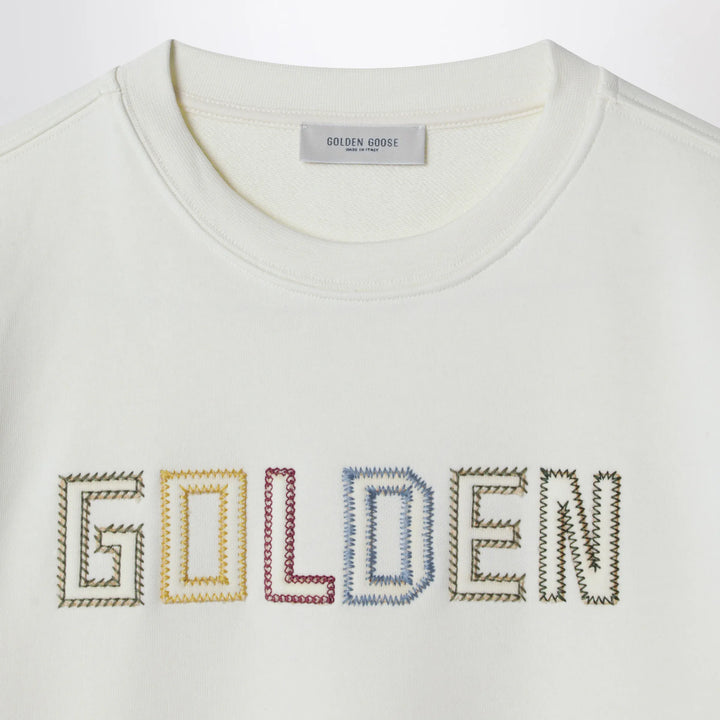 Golden Goose - White sweatshirt with embroidered logo Brand Shirts &amp; Tops