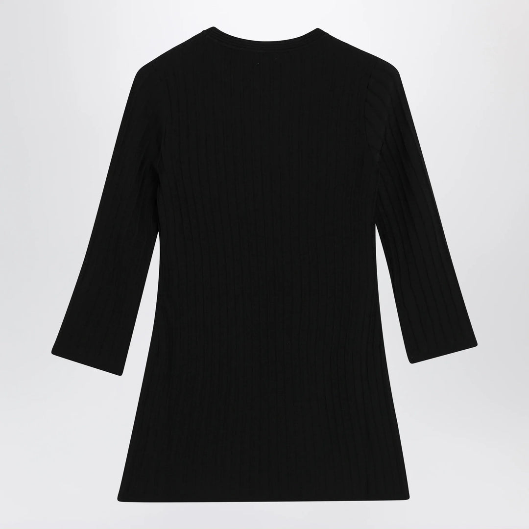 Max Mara - Ribbed crewneck sweater in crêpe viscose, black Brand Shirts &amp; Tops