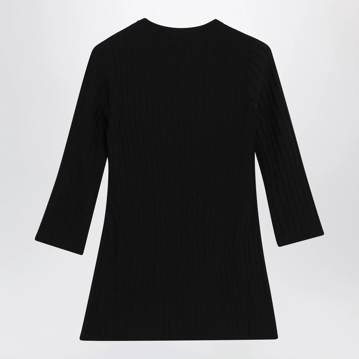 Max Mara - Ribbed crewneck sweater in crêpe viscose, black Brand Shirts &amp; Tops