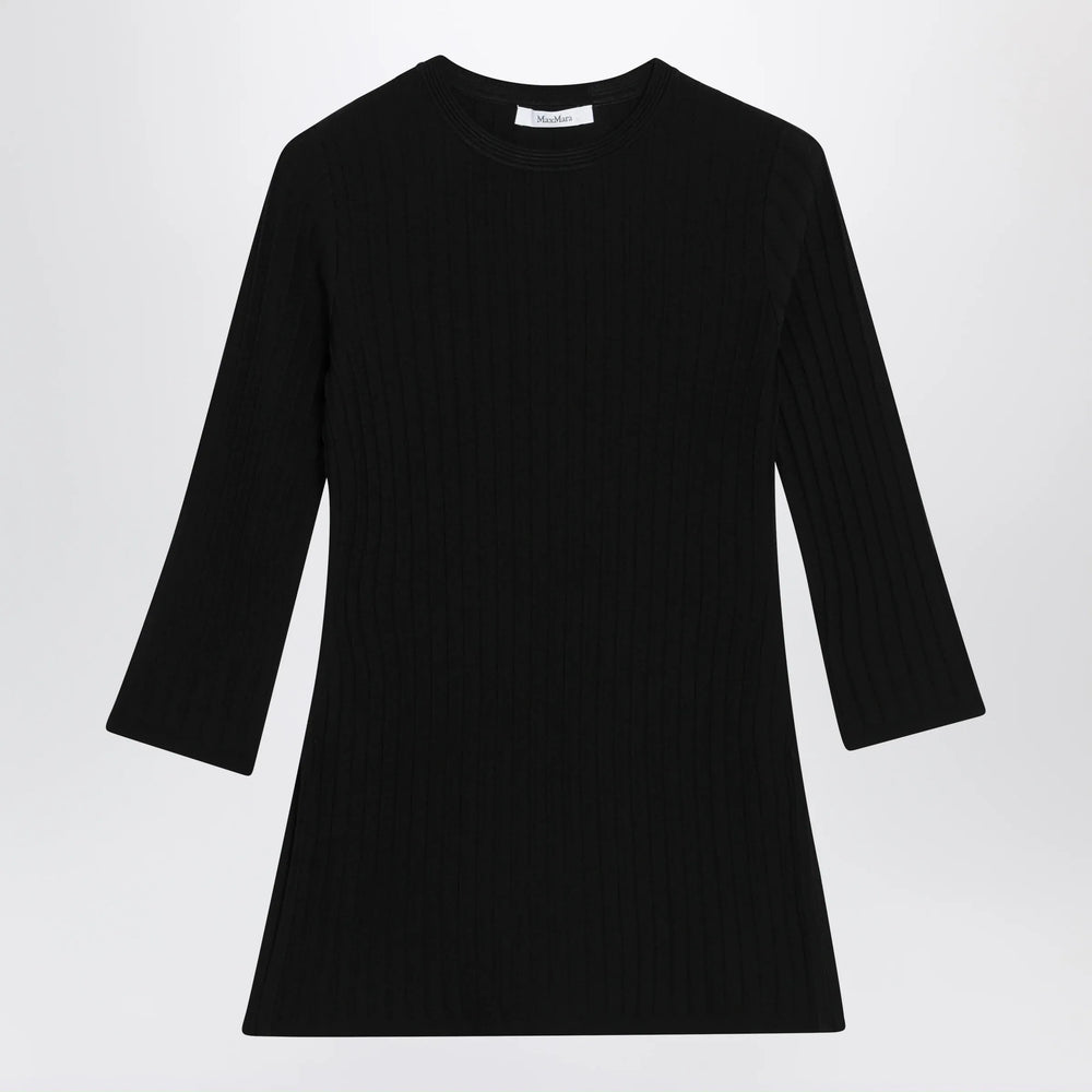 Max Mara - Ribbed crewneck sweater in crêpe viscose, black Brand Shirts & Tops XS