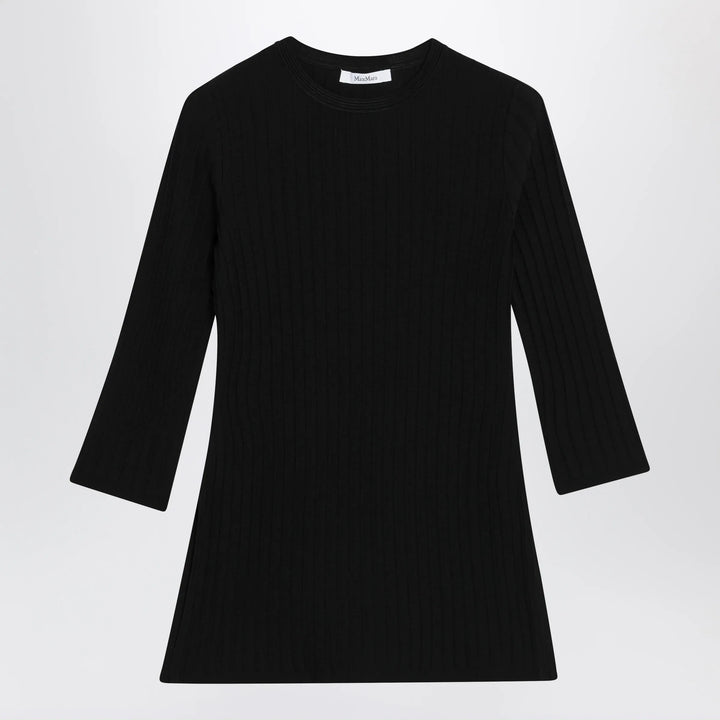 Max Mara - Ribbed crewneck sweater in crêpe viscose, black Brand Shirts &amp; Tops XS