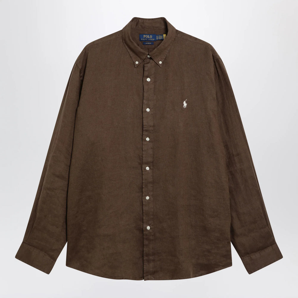 Polo Ralph Lauren - Custom-Fit linen shirt in hazelnut color Brand Shirts & Tops S
