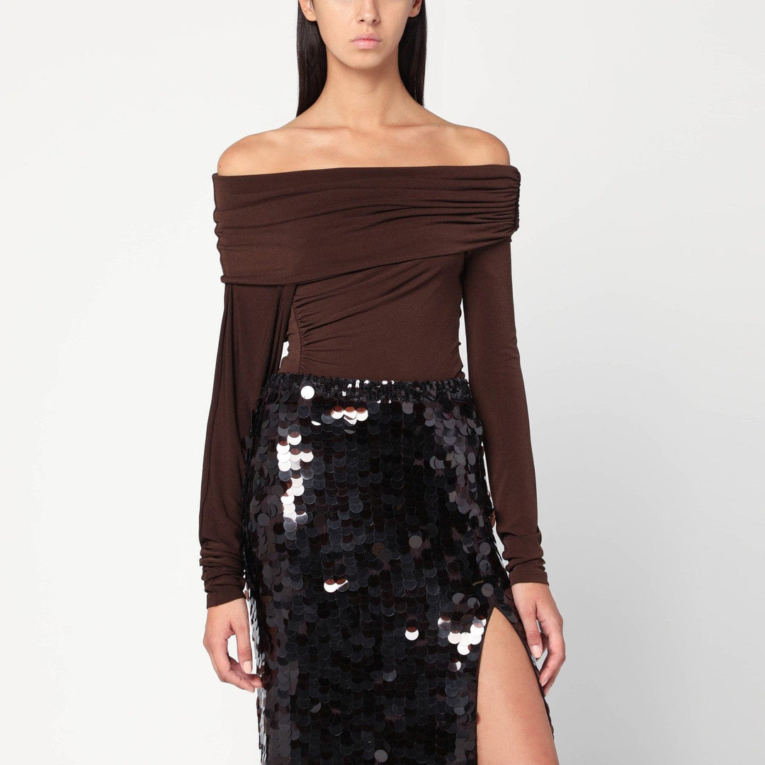 Shirts & Tops 44  IT THE ANDAMANE - Top with bare shoulders in brown jersey Brand