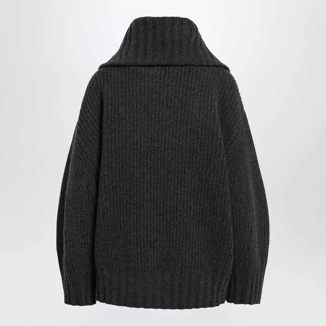 The Attico - Dark grey wool and cashmere sweater with zip Brand Shirts &amp; Tops 42  IT