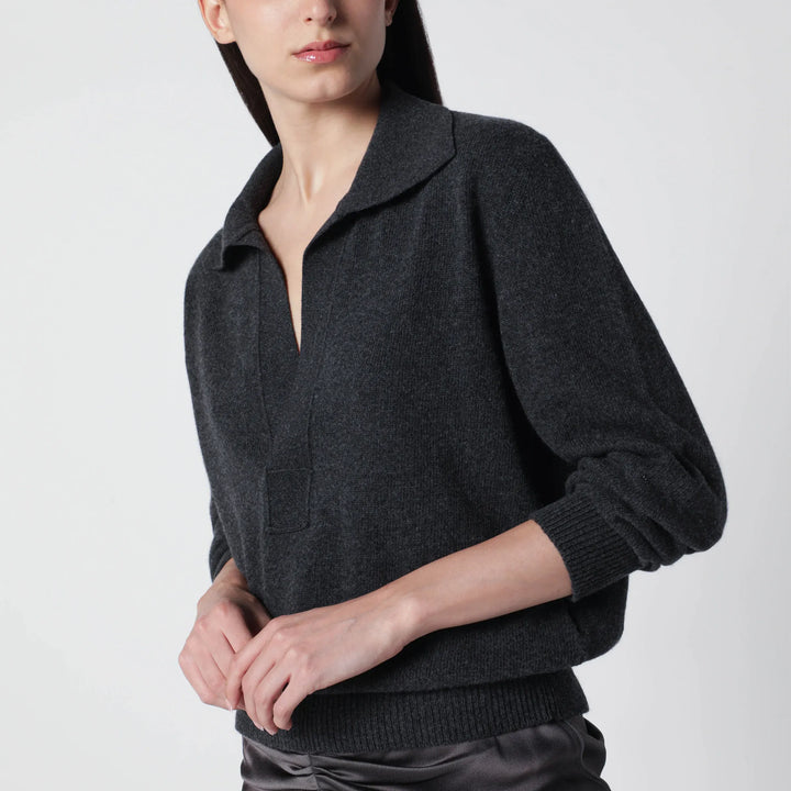 Victoria Beckham - Genevieve sweater in grey mélange cashmere blend Brand Shirts &amp; Tops