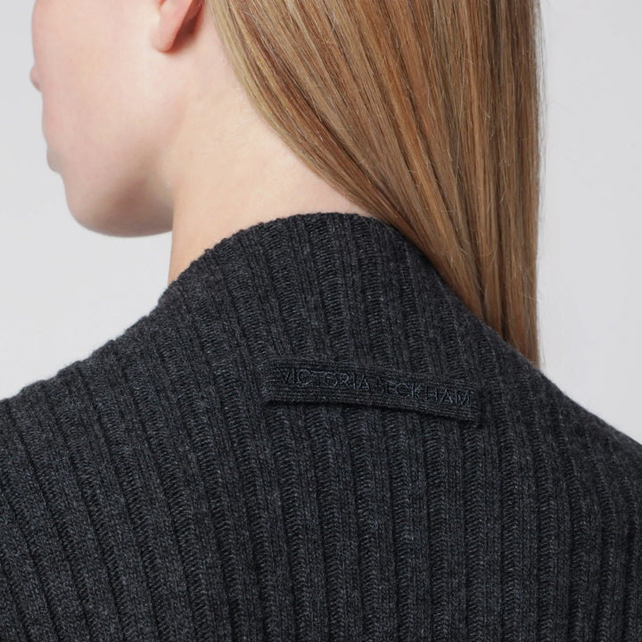 Victoria Beckham - Ribbed Sweater in Burgundy Wool and Cashmere Brand Shirts &amp; Tops