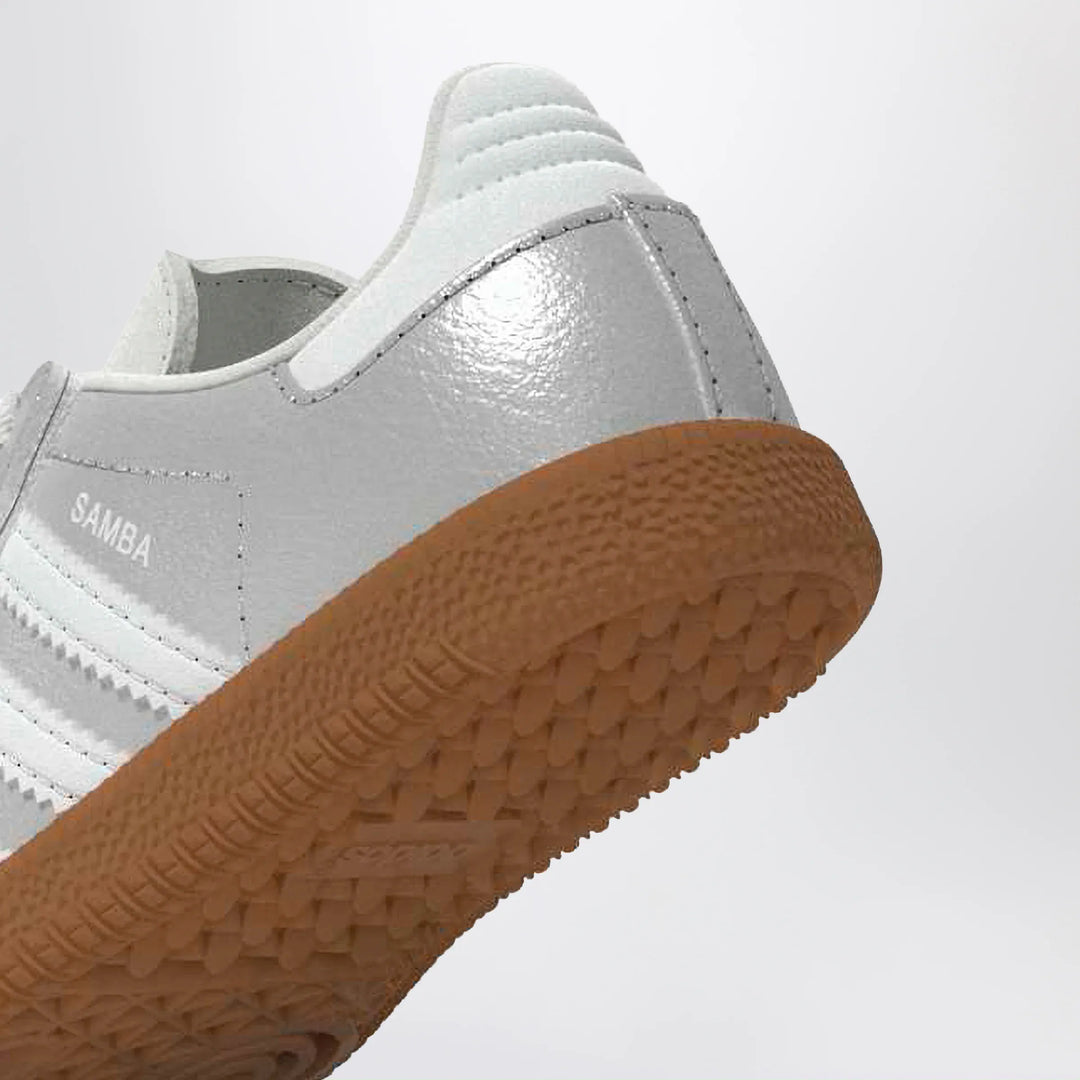 adidas Originals - Samba Silver Metallic Sneakers with Elastic Laces Brand Shoes