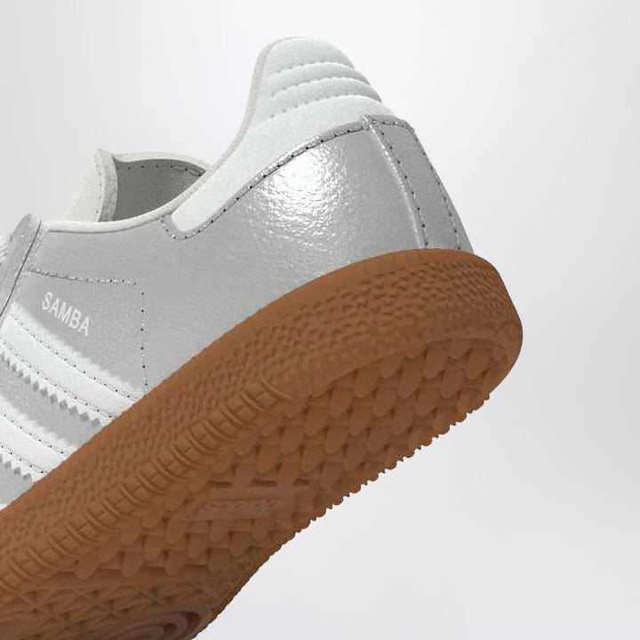 adidas Originals - Samba Silver Metallic Sneakers with Elastic Laces Brand Shoes