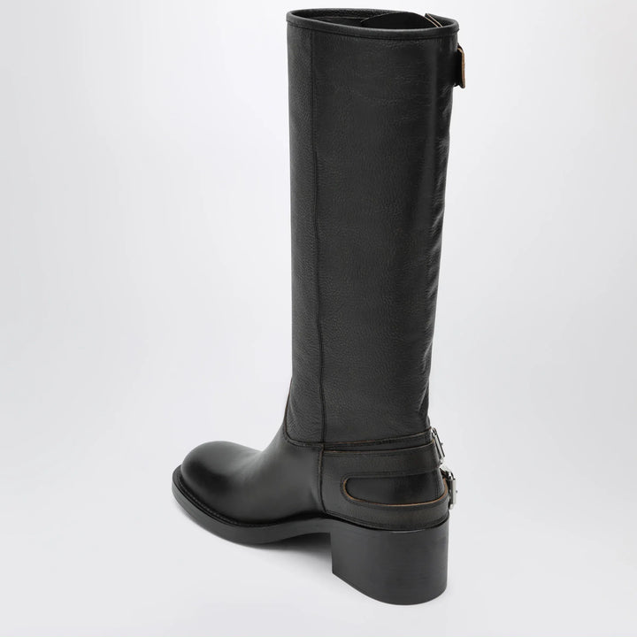 Chloé - Dakota knee-high biker boots in black leather Brand Shoes