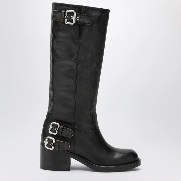 Chloé - Dakota knee-high biker boots in black leather Brand Shoes 36 IT