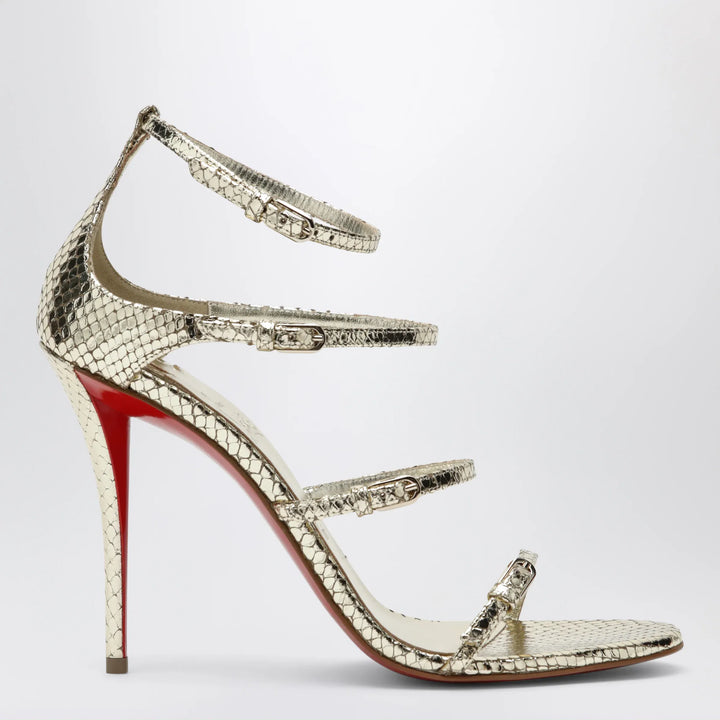 Christian Louboutin - Gold leather high sandals Brand Shoes 37,5 IT