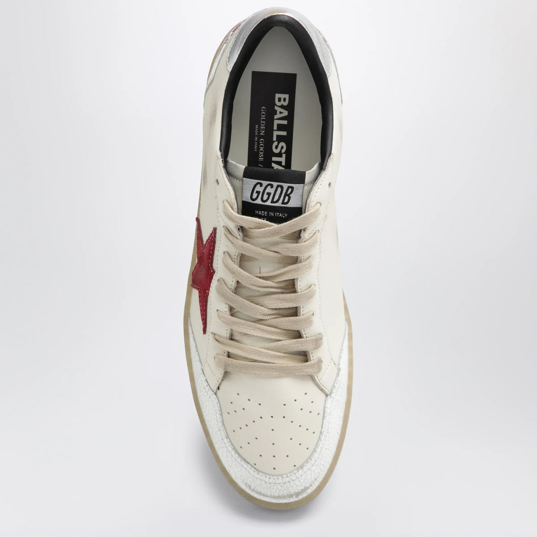 Golden Goose - Ball Star sneakers in butter beige/white/red Brand Shoes