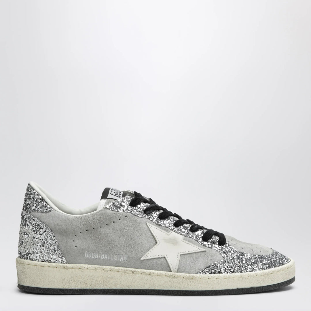 Golden Goose - Ball Star sneakers in grey/white with silver glitter Brand Shoes 38 IT