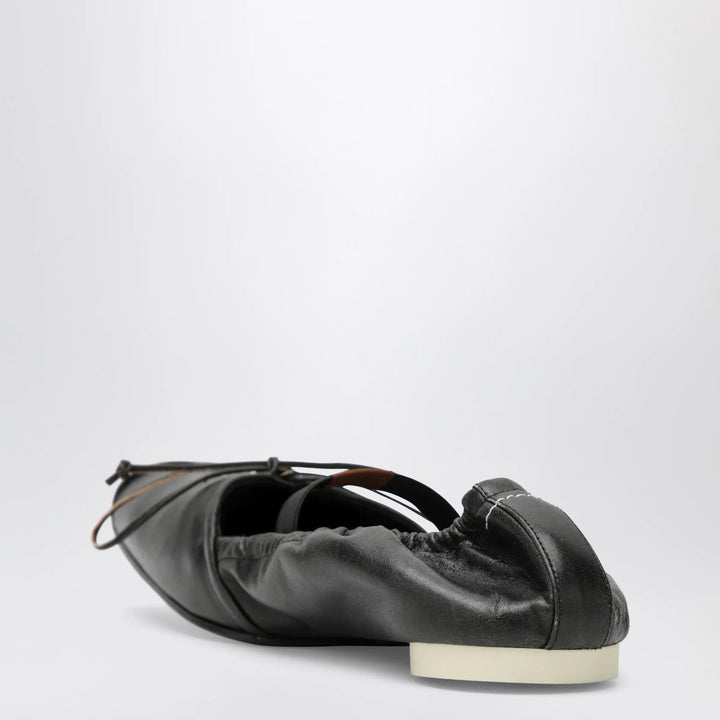MM6 Maison Margiela - Square-toe ballerinas in brown calfskin leather Brand Shoes