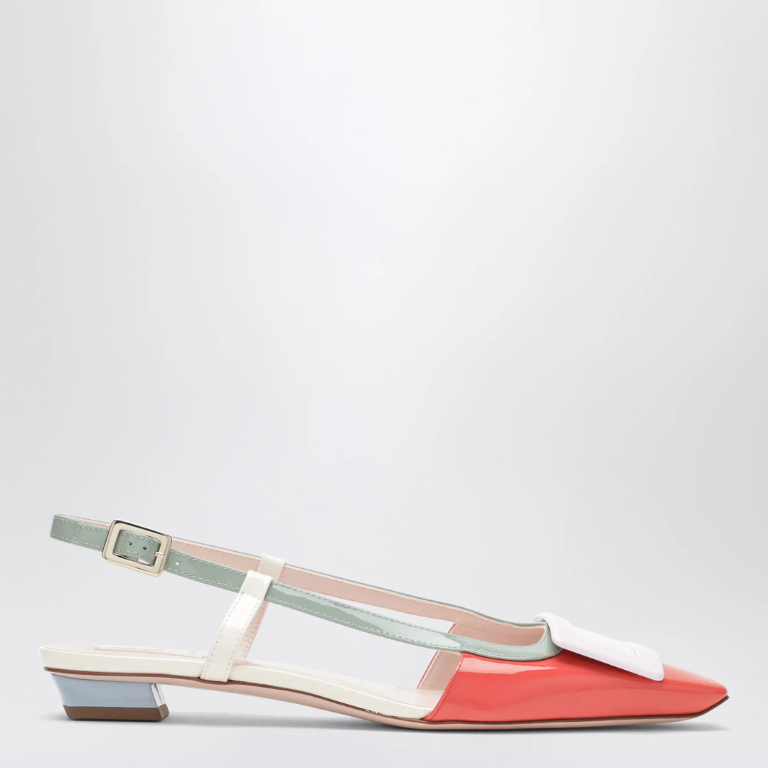 ROGER VIVIER - Multicolour Belle Vivier Slingback Ballerinas in patent leather Brand Shoes 36 IT