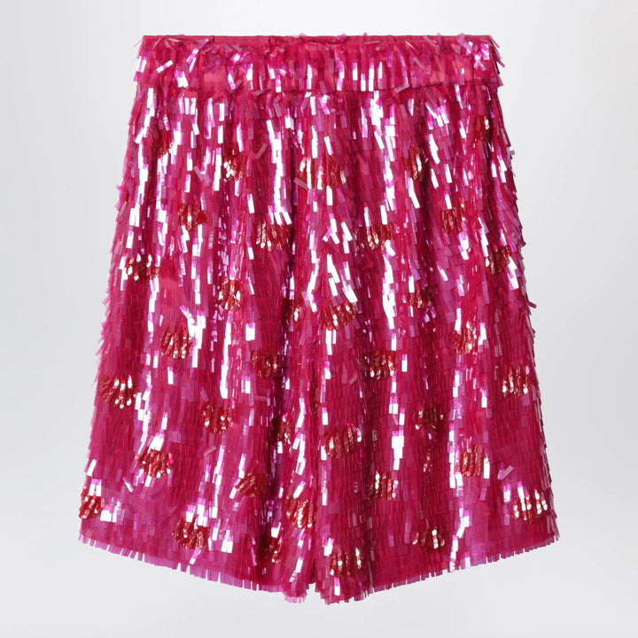 Dries Van Noten - Fuchsia silk bermuda shorts with sequins Brand Shorts S