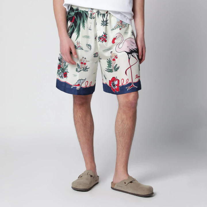 Dsquared2 - Bermuda shorts with tropical print in silk Brand Shorts 50 IT