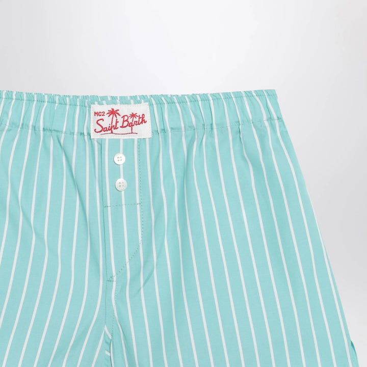 MC2 Saint Barth - Aqua green striped cotton Shorts Brand Shorts