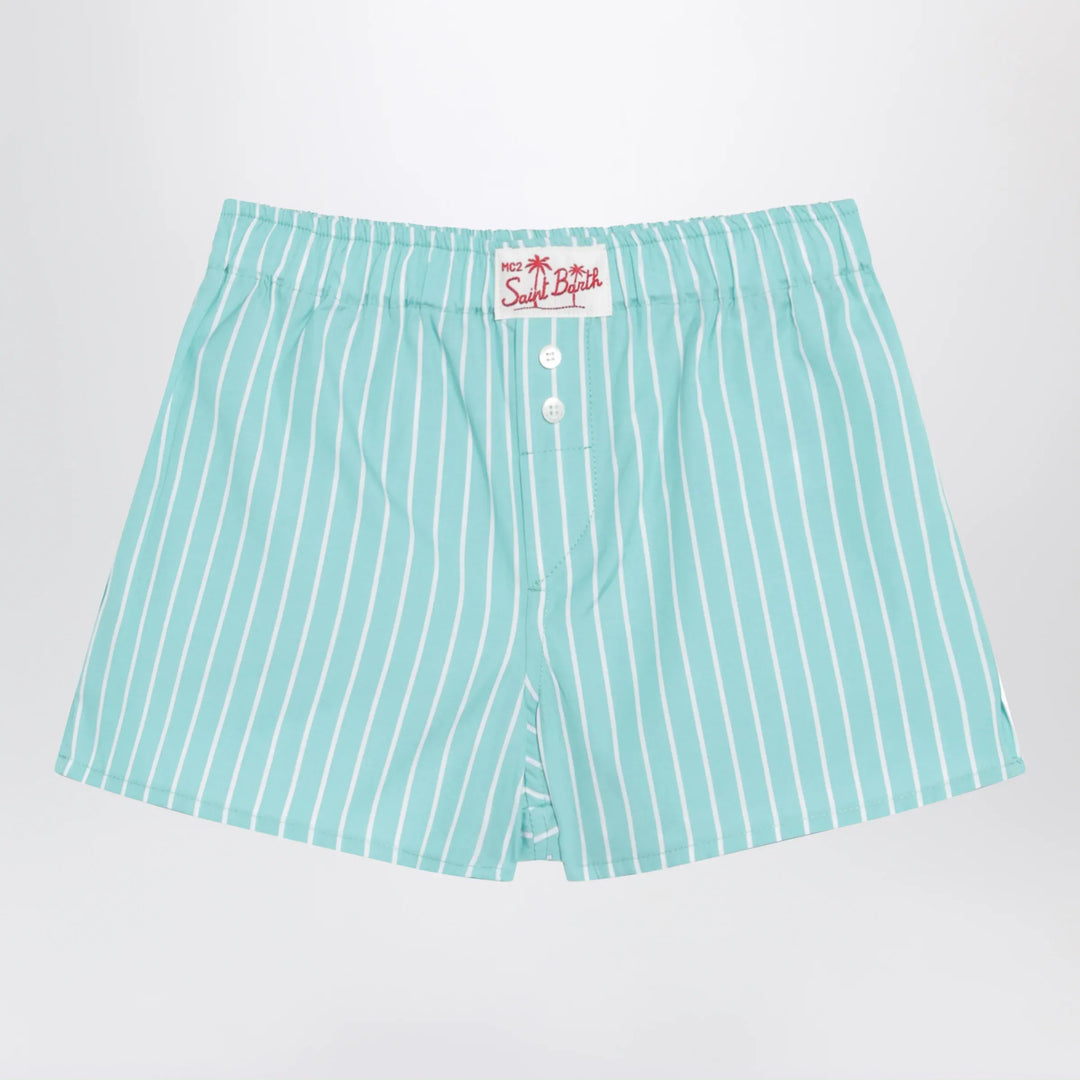 MC2 Saint Barth - Aqua green striped cotton Shorts Brand Shorts 4Y