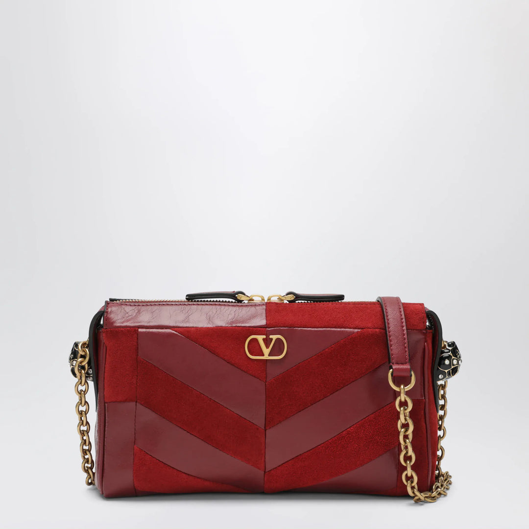 Valentino Garavani - Small Panthea shoulder bag in suede and nappa leather with Chevron pattern Brand Shoulder Bag U