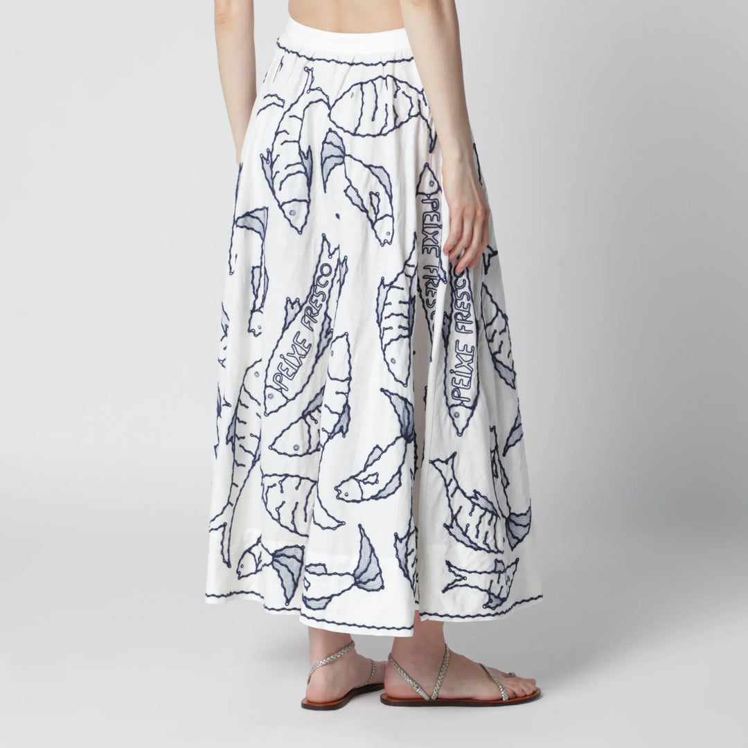 FARM Rio - Midi skirt with marine embroidery Brand Skirts