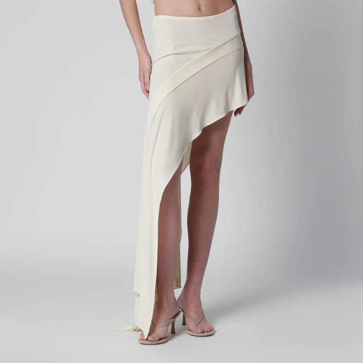 Francesco Murano - White mini skirt with side train Brand Skirts 38  IT