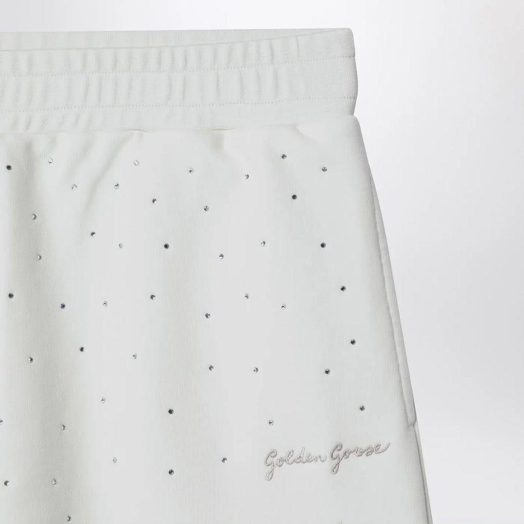 Golden Goose - White cotton mini skirt with rhinestones Brand Skirts