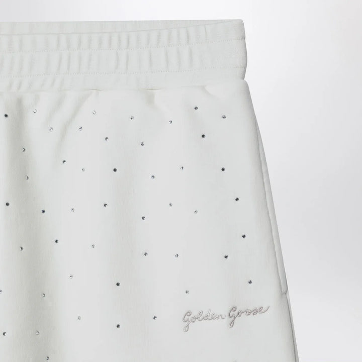 Golden Goose - White cotton mini skirt with rhinestones Brand Skirts