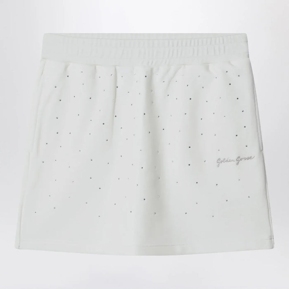 Golden Goose - White cotton mini skirt with rhinestones Brand Skirts 4
