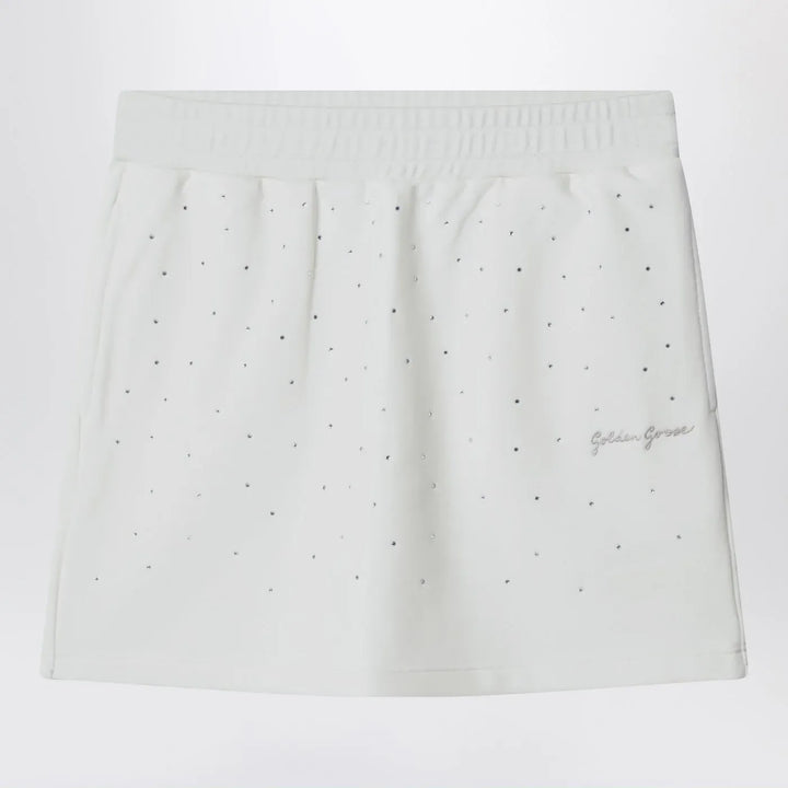 Golden Goose - White cotton mini skirt with rhinestones Brand Skirts 4