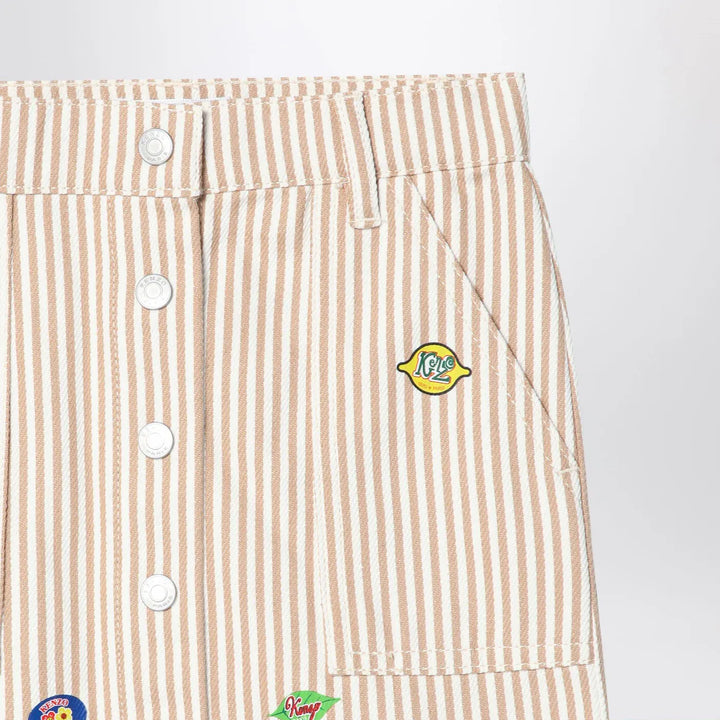 KENZO - White/sand striped mini skirt Brand Skirts 6Y