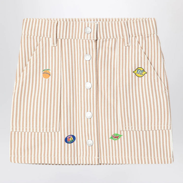 KENZO - White/sand striped mini skirt Brand Skirts 6Y
