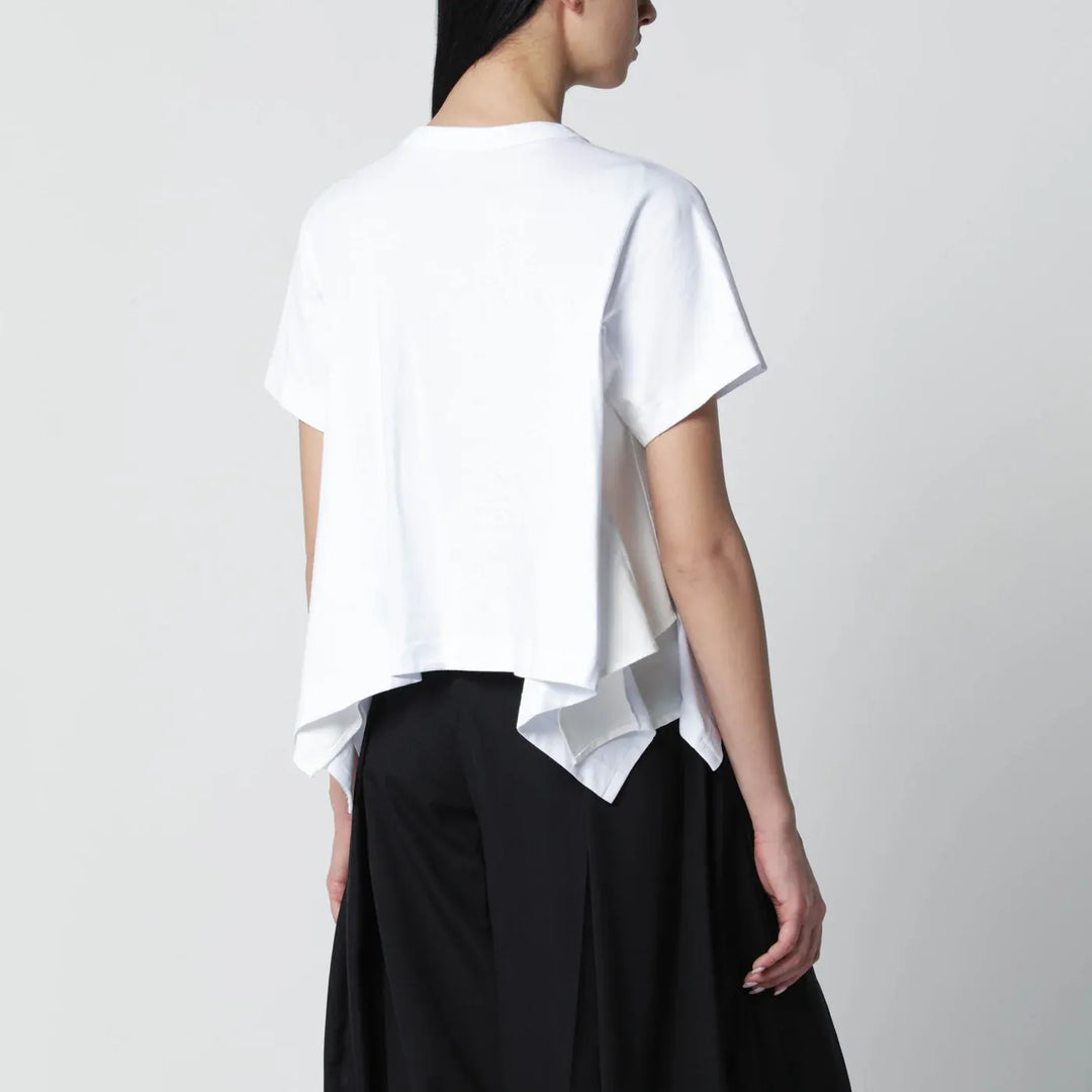 Sacai - White cropped cotton T-shirt Brand T-Shirt