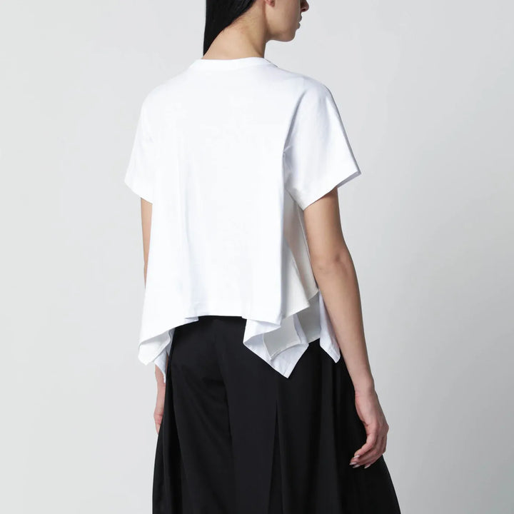 Sacai - White cropped cotton T-shirt Brand T-Shirt