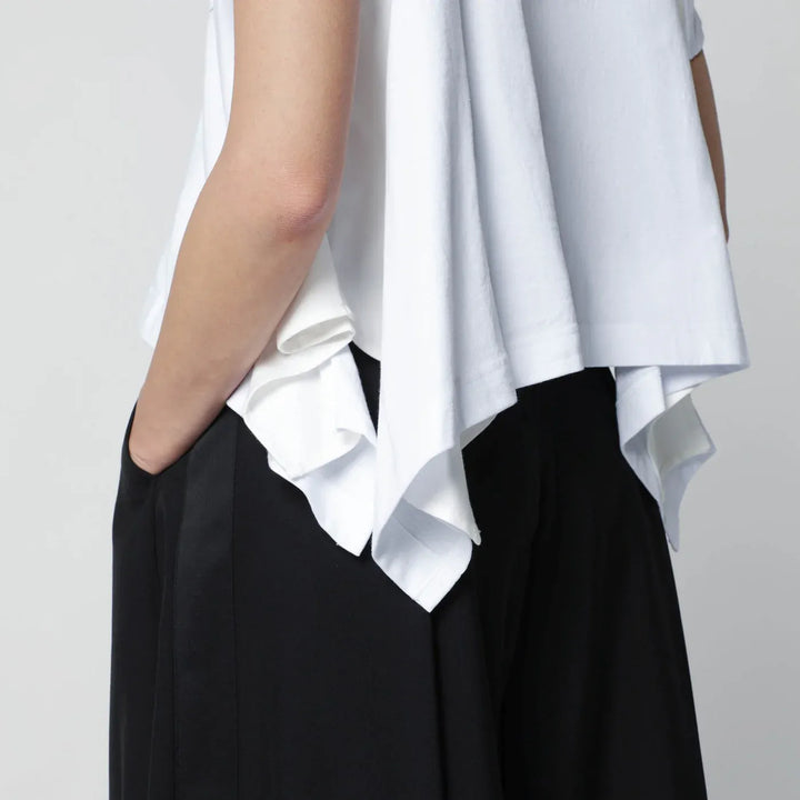 Sacai - White cropped cotton T-shirt Brand T-Shirt