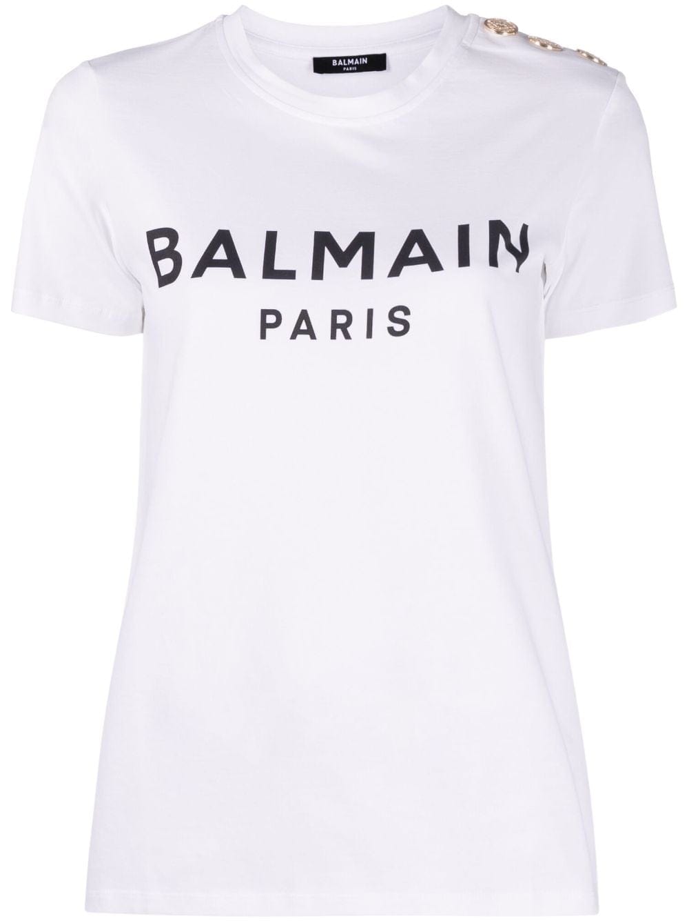 Balmain Topwear Balmain Logo T-Shirt Balmain Logo White T-Shirt Brand
